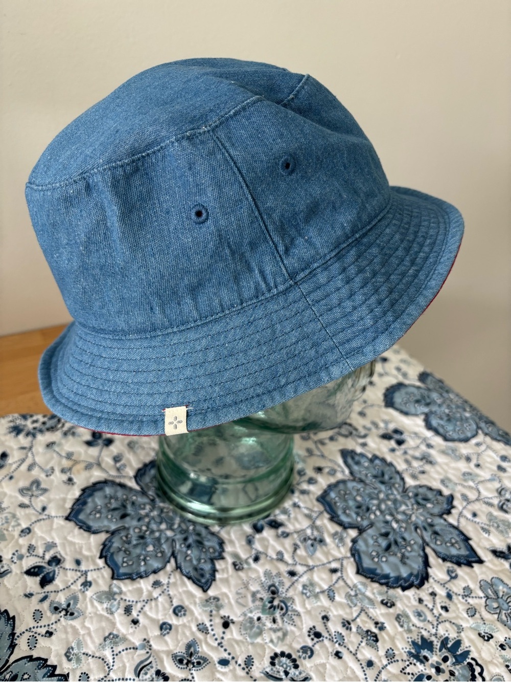 Blue Denim and Red Reversible Bucket Hat